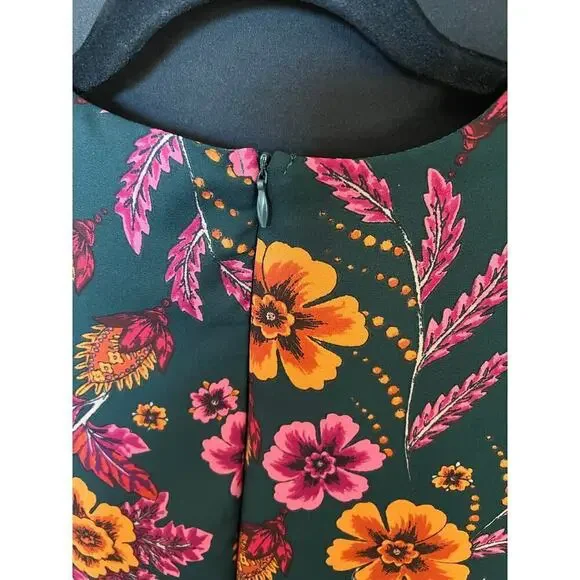 Everly High Low Floral Dress / Size small / dark green - Picture 4 of 8